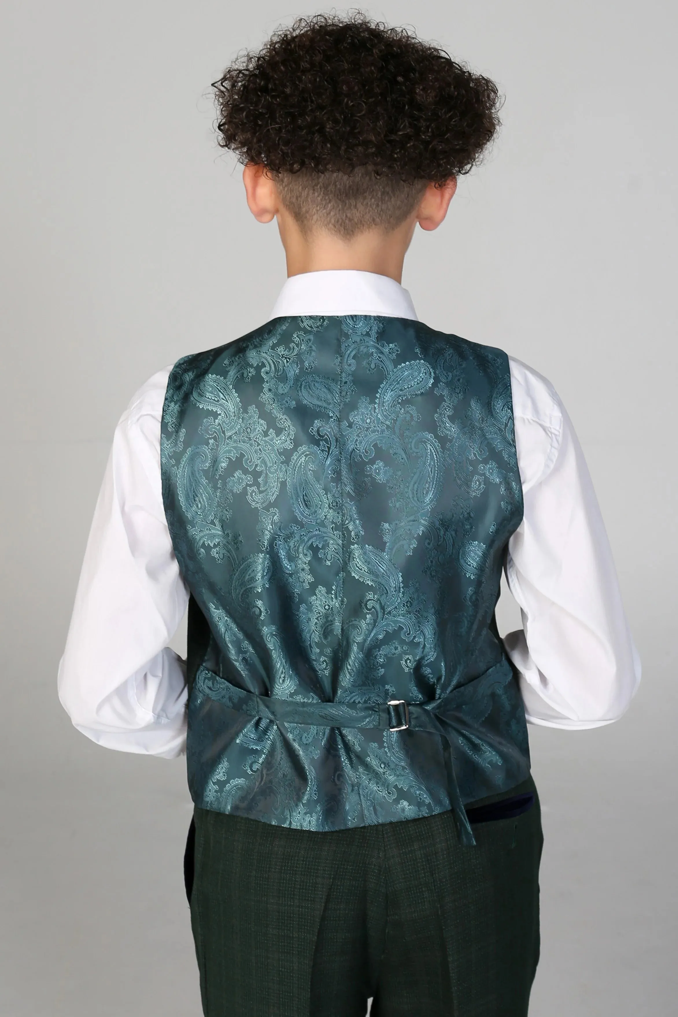 Leo - Boys Green 3 Piece Checked Suit