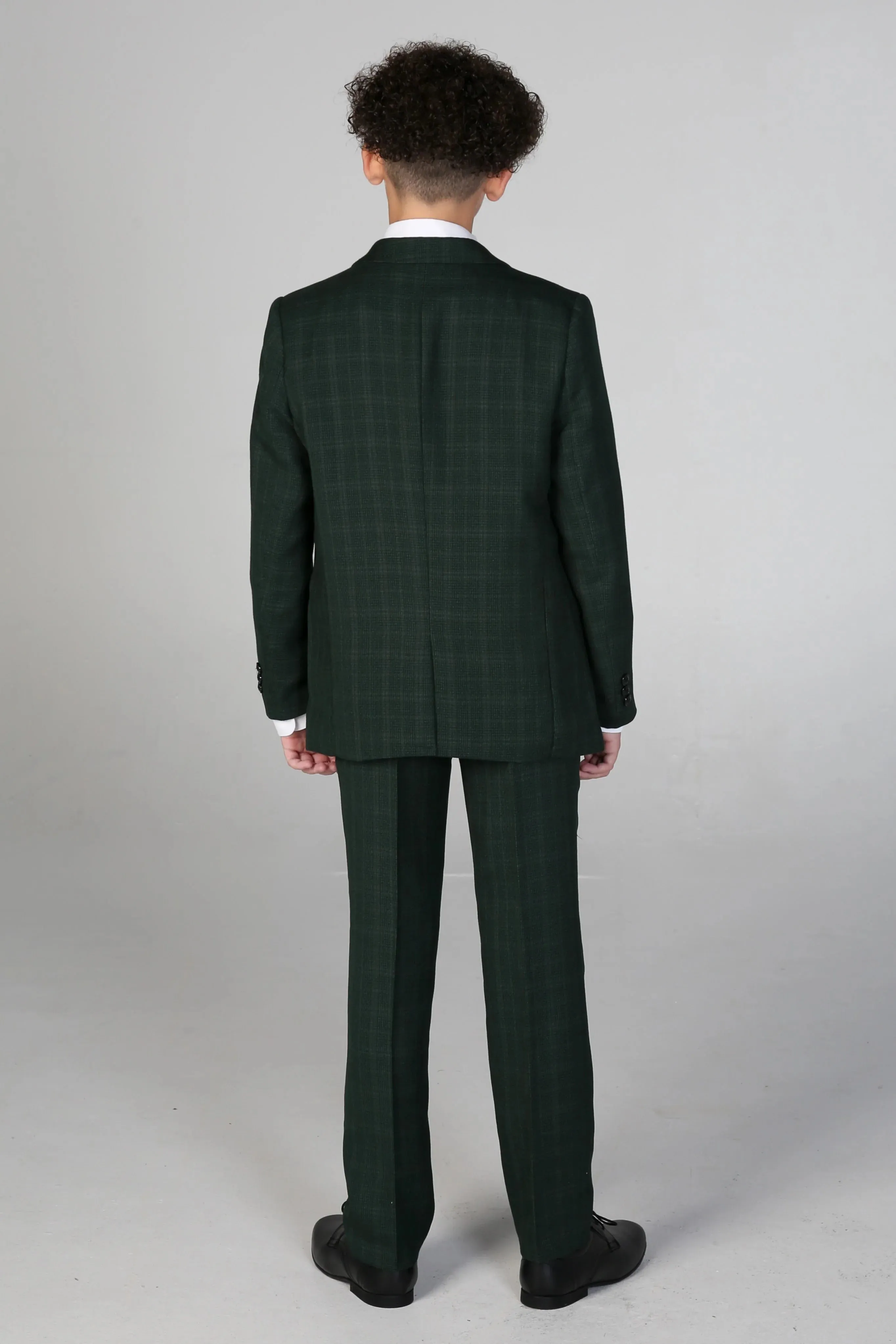 Leo - Boys Green 3 Piece Checked Suit