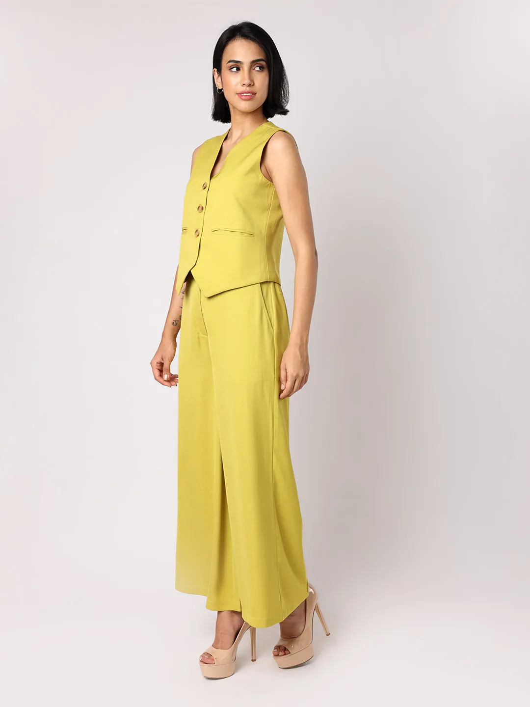 Lime Green Waist Coat With Trousers