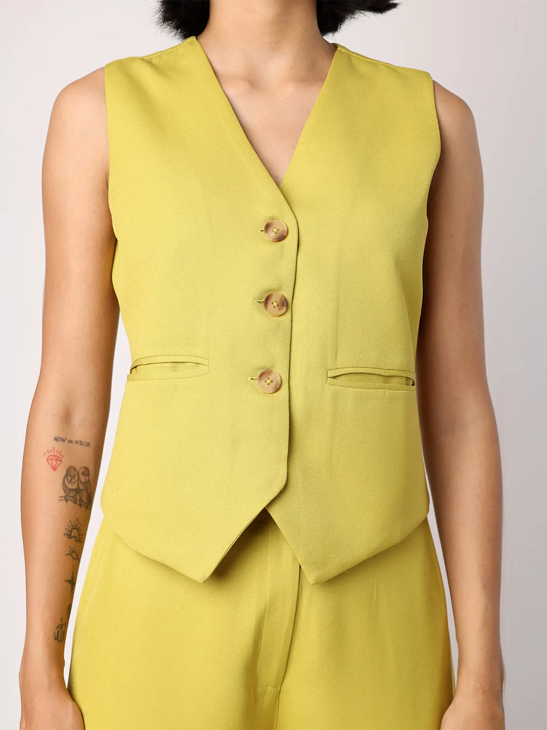 Lime Green Waist Coat With Trousers