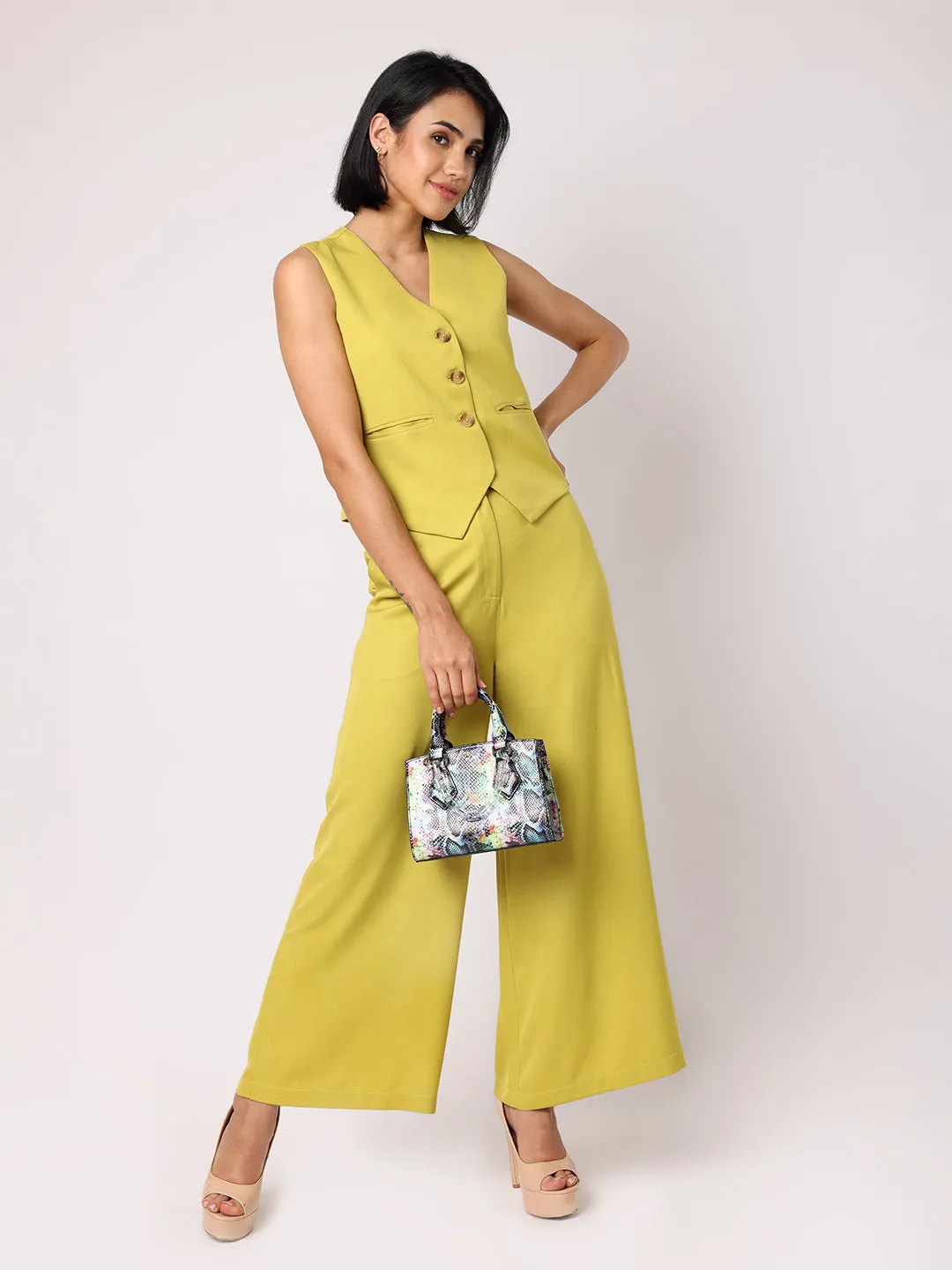 Lime Green Waist Coat With Trousers