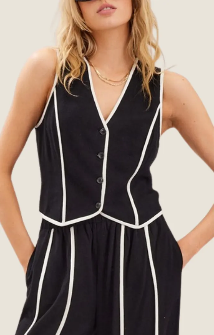 Lyra Black Vest Top