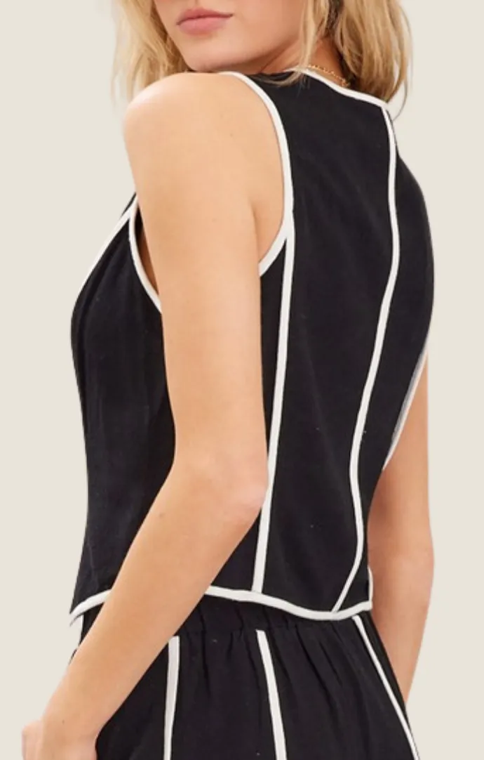 Lyra Black Vest Top