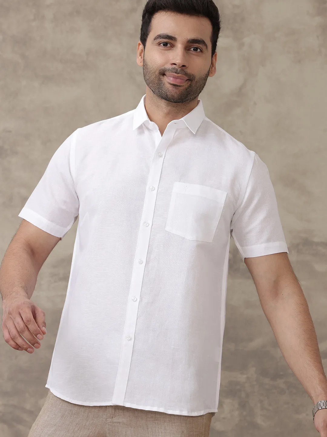 Men Linen Cotton 7447 White Shirts