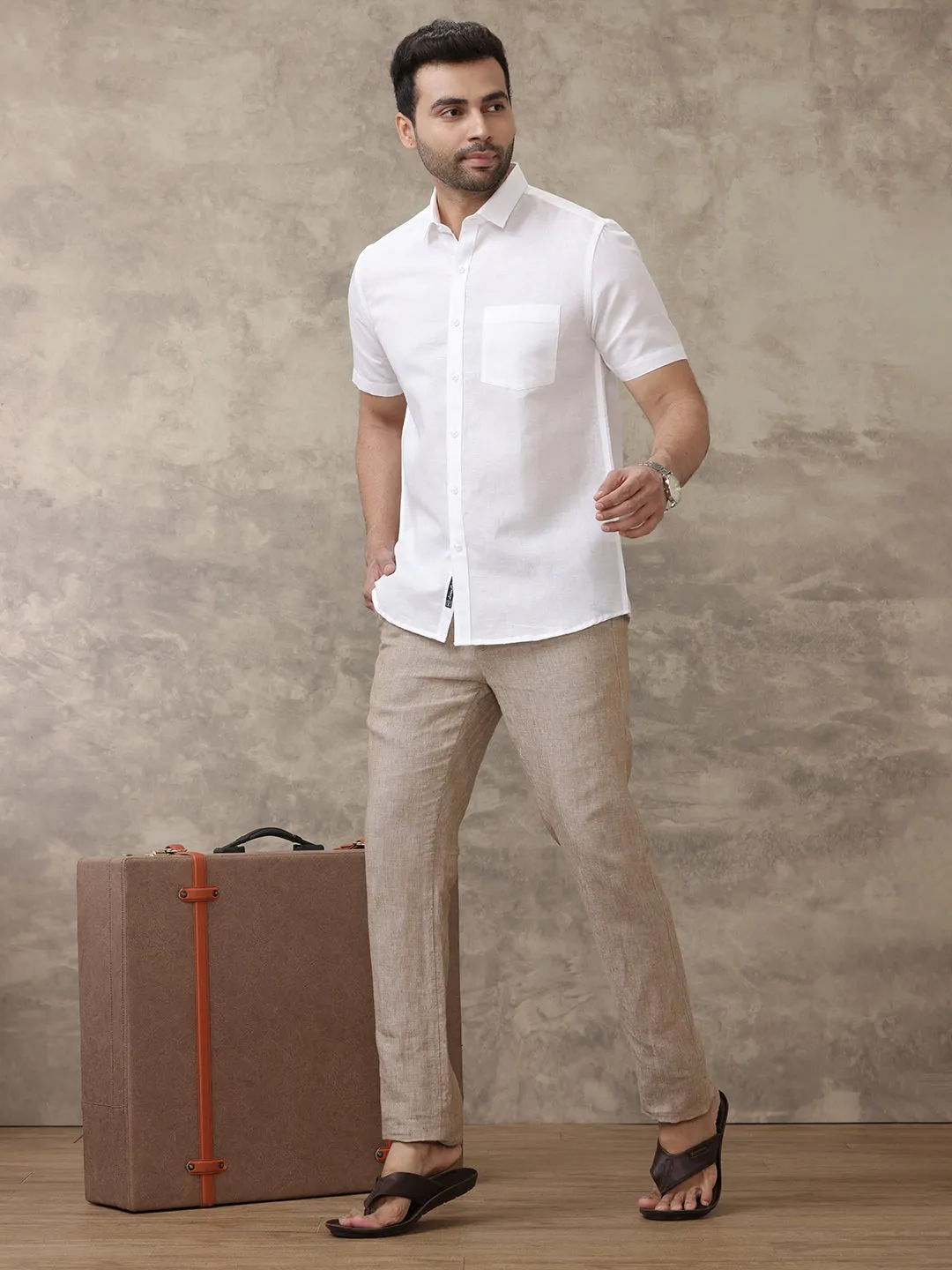 Men Linen Cotton 7447 White Shirts