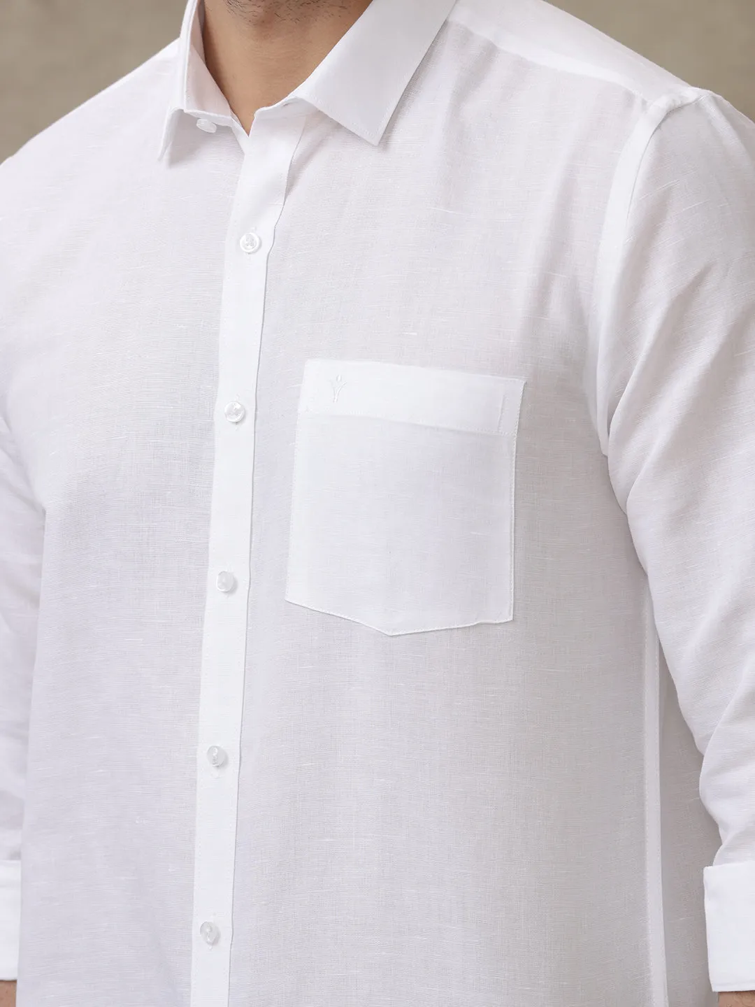 Men Linen Cotton 7447 White Shirts