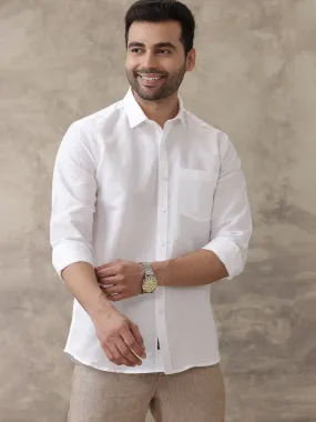 Men Linen Cotton 7447 White Shirts
