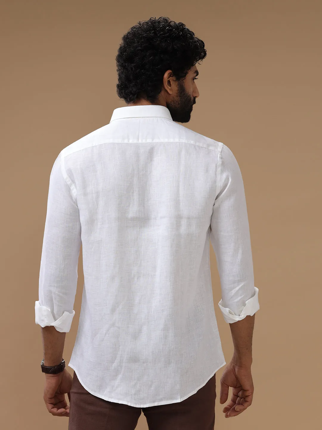 Men Pure Linen White Shirt 5090