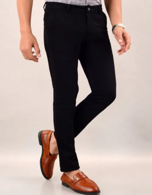 Men's Slim Fit Casual Trouser- Black