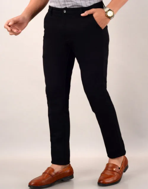 Men's Slim Fit Casual Trouser- Black