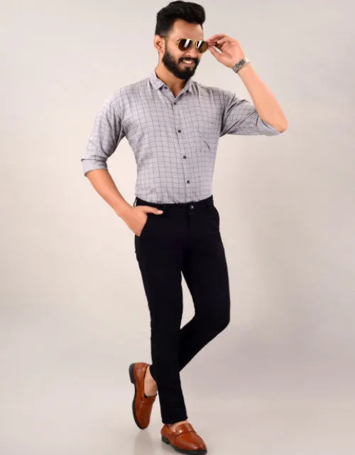 Men's Slim Fit Casual Trouser- Black