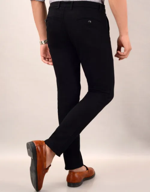 Men's Slim Fit Casual Trouser- Black