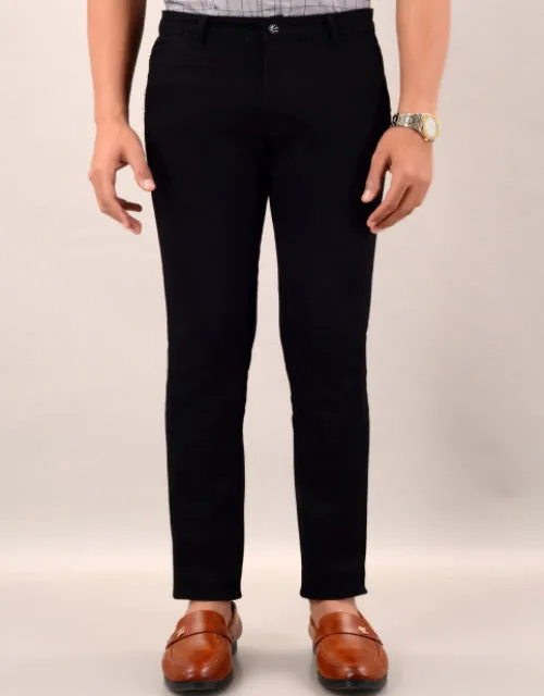 Men's Slim Fit Casual Trouser- Black