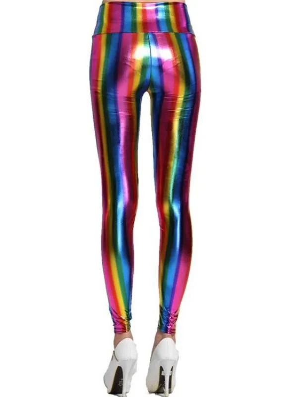 Metallic Rainbow Print Leggings