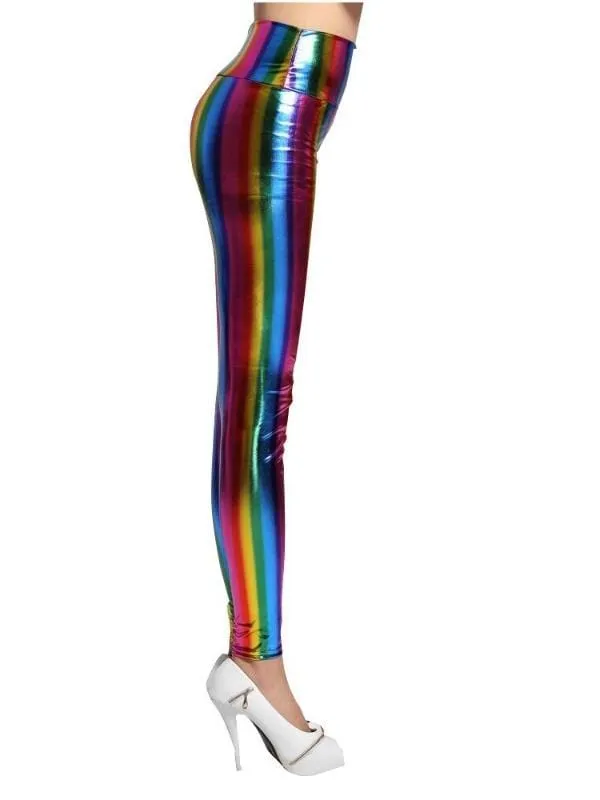 Metallic Rainbow Print Leggings
