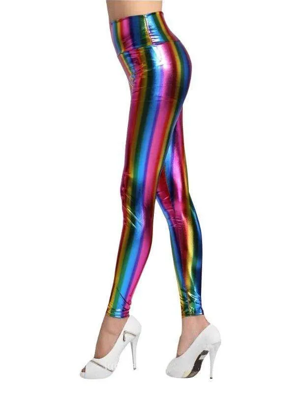 Metallic Rainbow Print Leggings