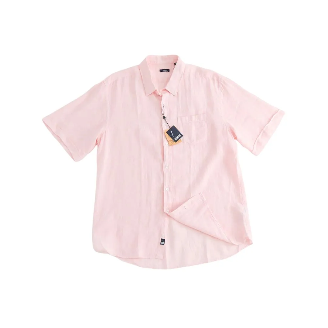 Miami Short Sleeve Linen Shirt (Pale Pink)