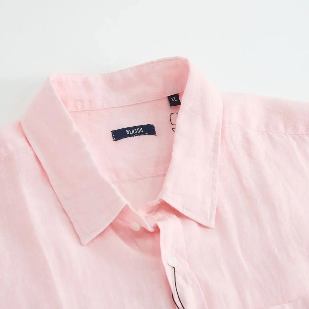 Miami Short Sleeve Linen Shirt (Pale Pink)