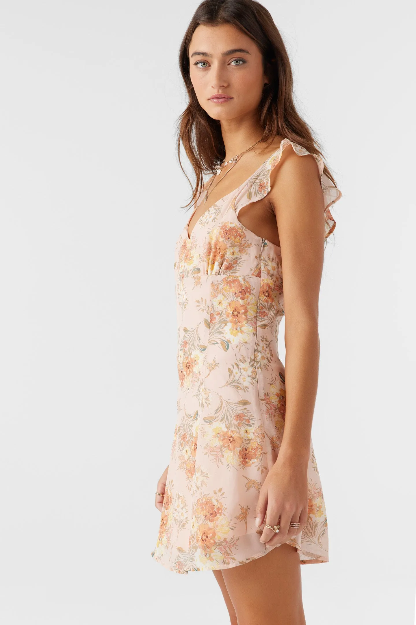 NELLIE CHIFFON RUFFLE SLEEVE DRESS