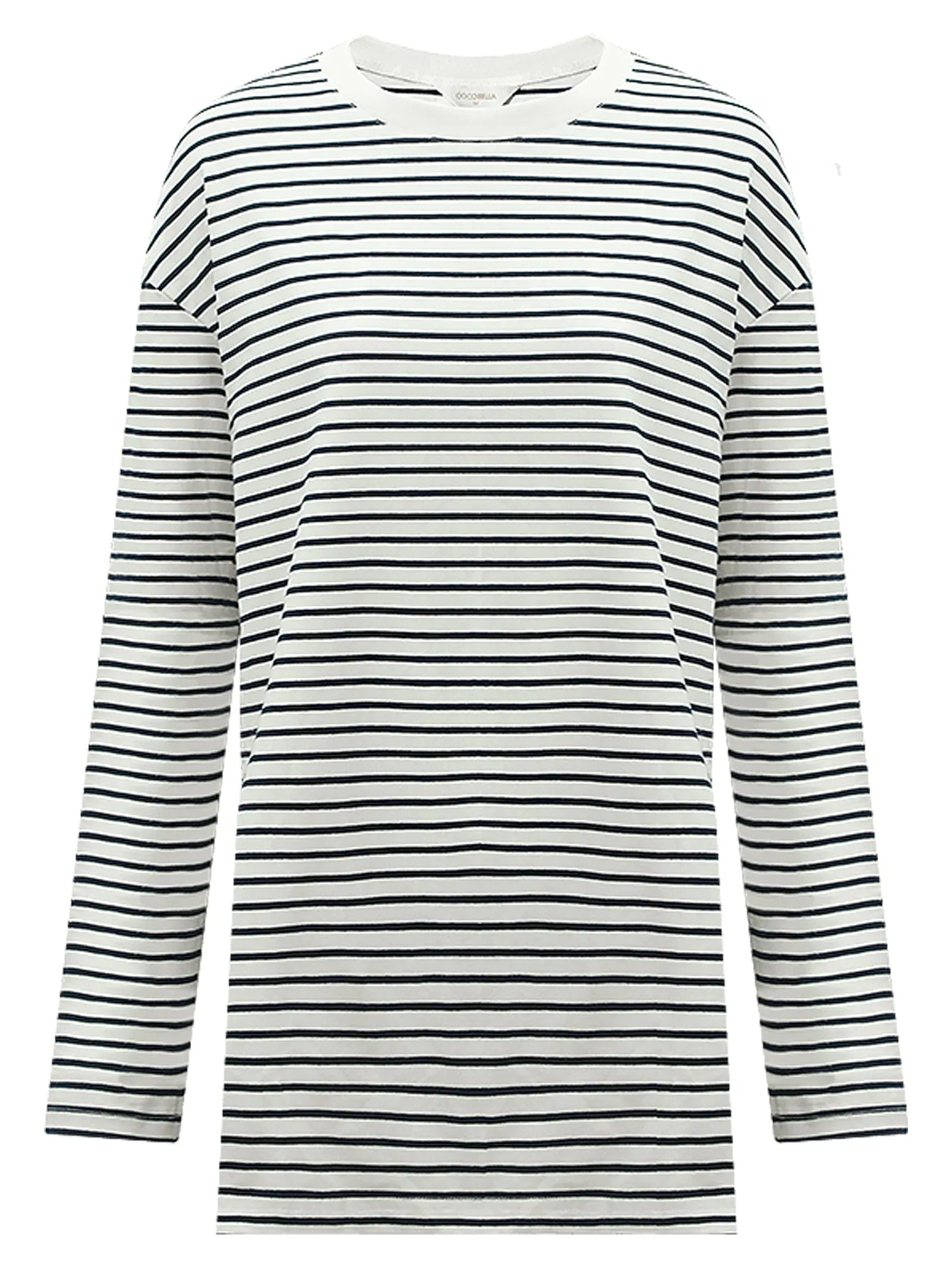 Nonchalant Black and White Striped Long Sleeve Tee
