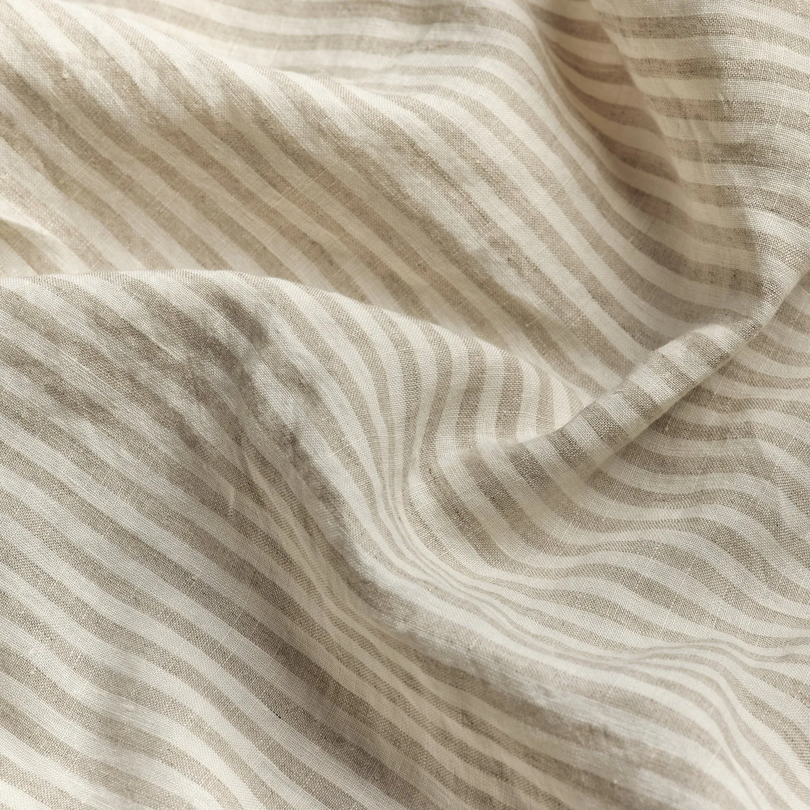 Oatmeal Stripe Linen Blend Duvet Cover