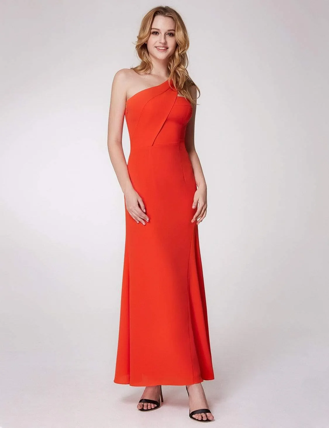 One Shoulder Fitted A Line Long Party Dress