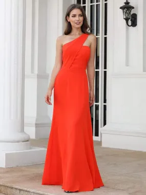 One Shoulder Fitted A Line Long Party Dress