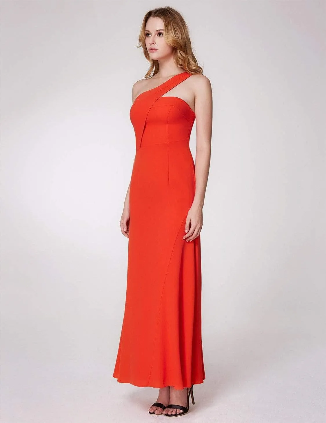 One Shoulder Fitted A Line Long Party Dress