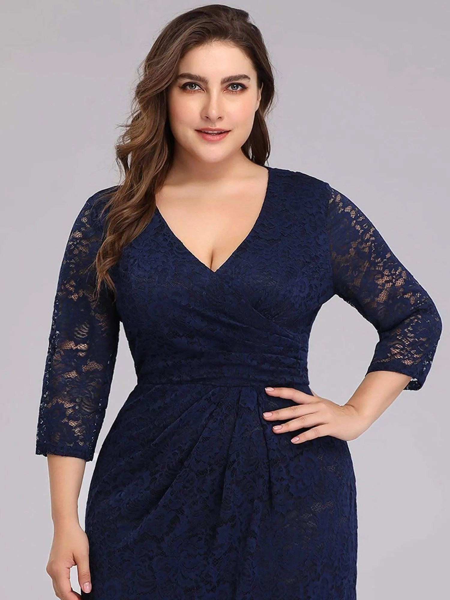 Plus Size Lace Mother of the Bride Dresses with Half Sleeve