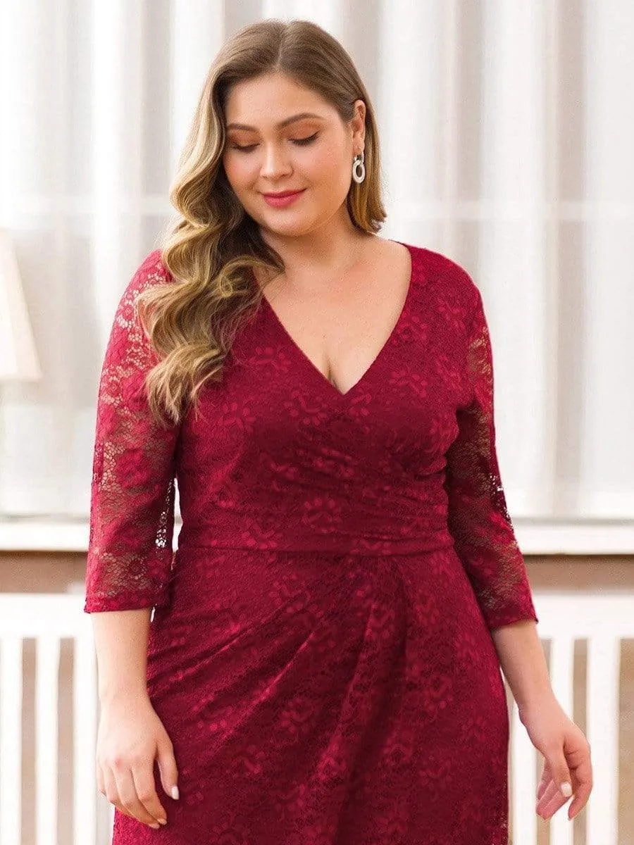 Plus Size Lace Mother of the Bride Dresses with Half Sleeve