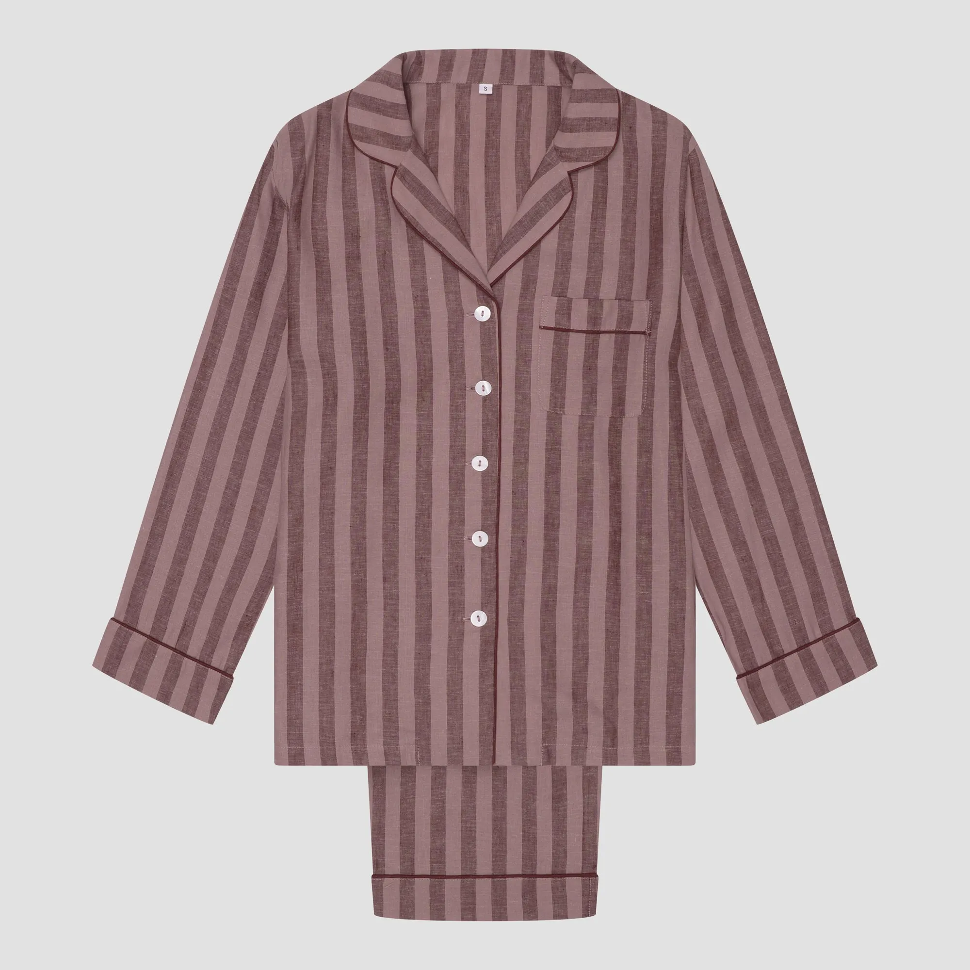 Port & Woodrose Striped Linen Women's PJ Trouser Set