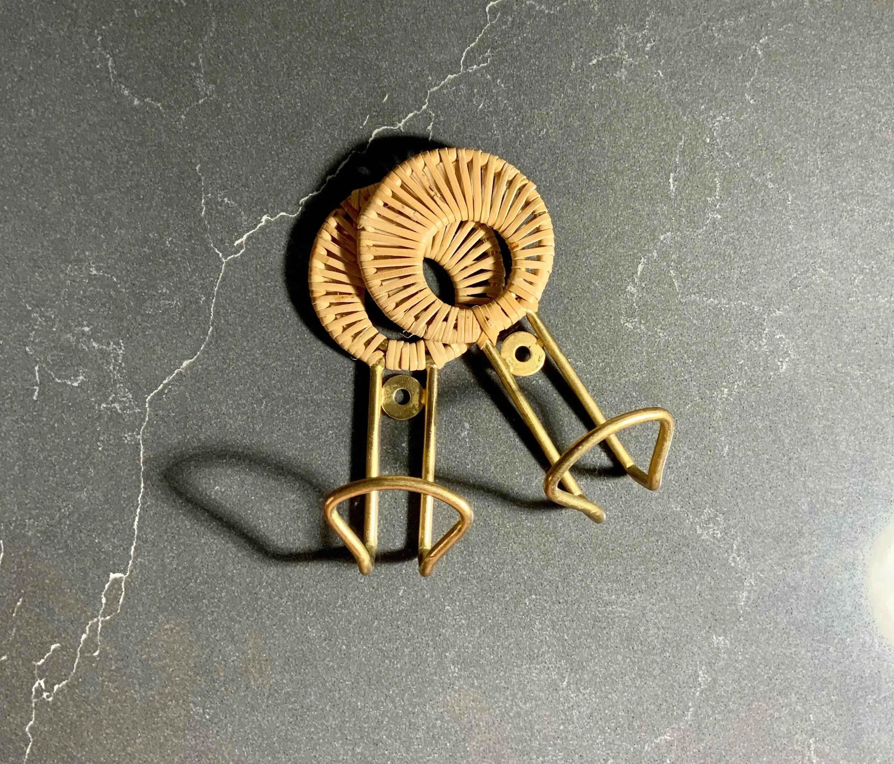 Rattan Bohemian Style Metal Hook - Wicker - Metal Brass - Chic Wall Hook