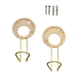 Rattan Bohemian Style Metal Hook - Wicker - Metal Brass - Chic Wall Hook