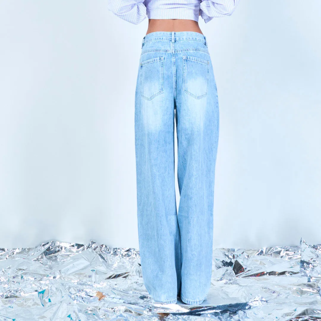 Relaxed-fit denim jeans with embroidered detail wholesale