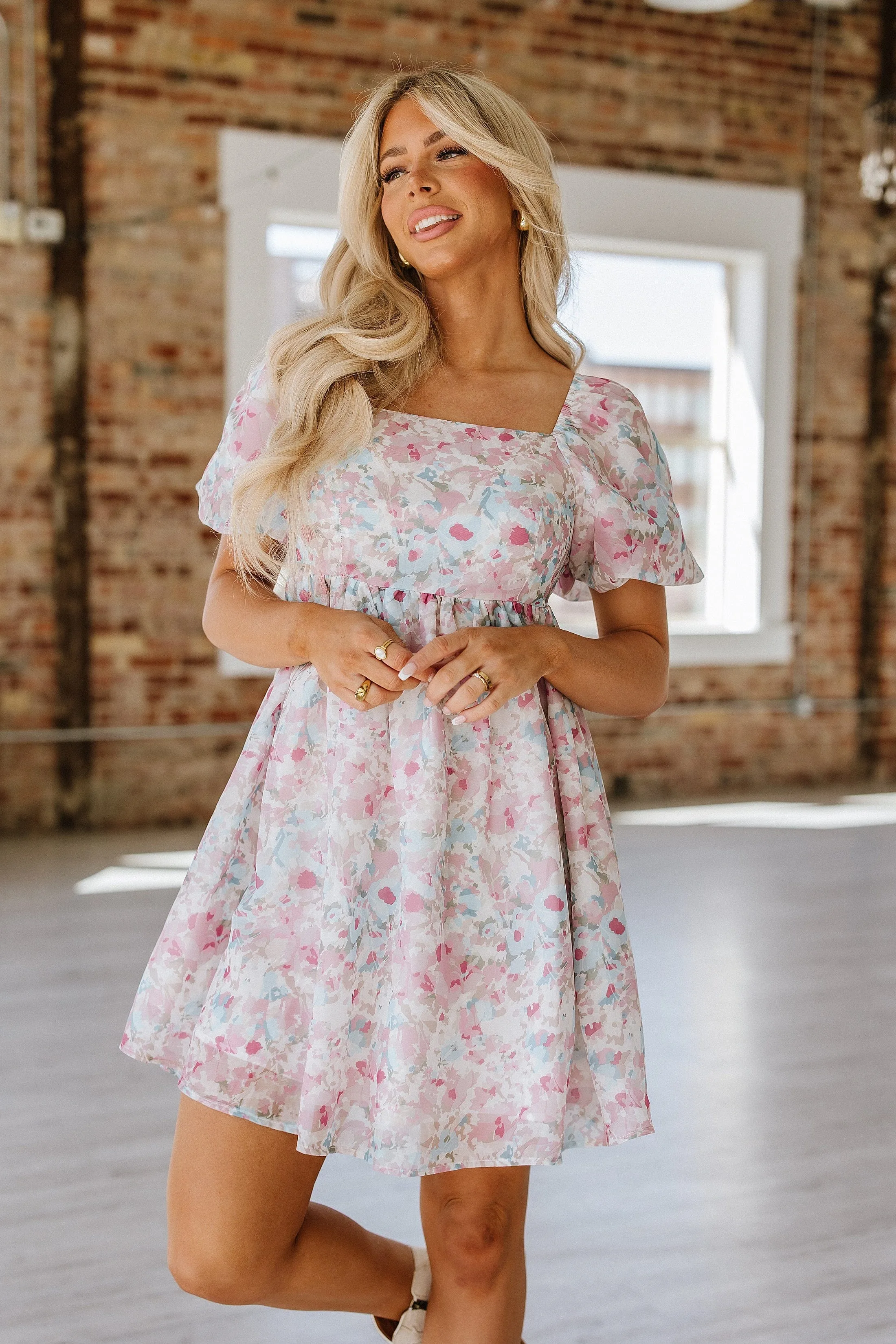 SALE - Ajay Floral Square Neck Mini Dress | Size 2XL
