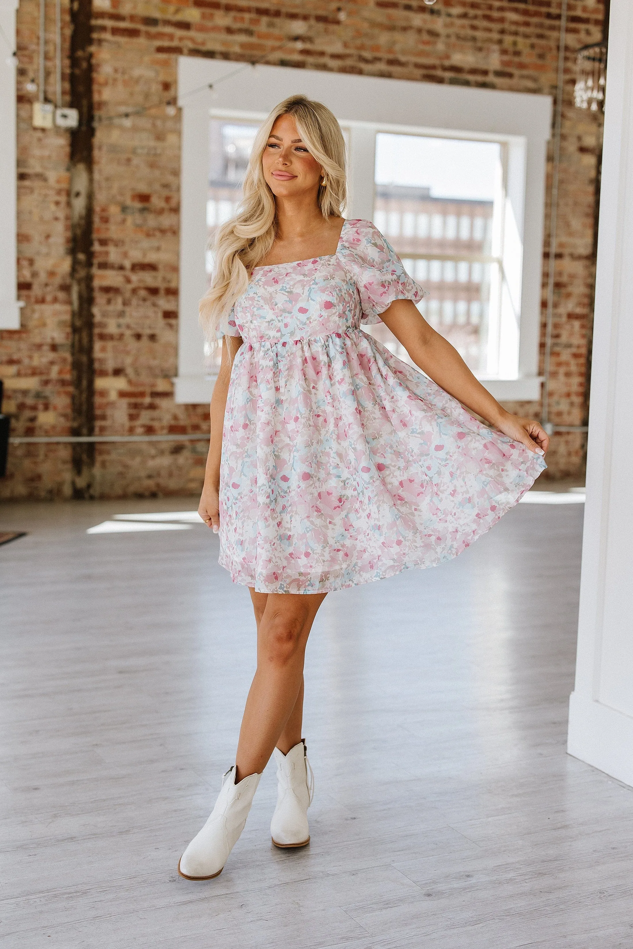 SALE - Ajay Floral Square Neck Mini Dress | Size 2XL