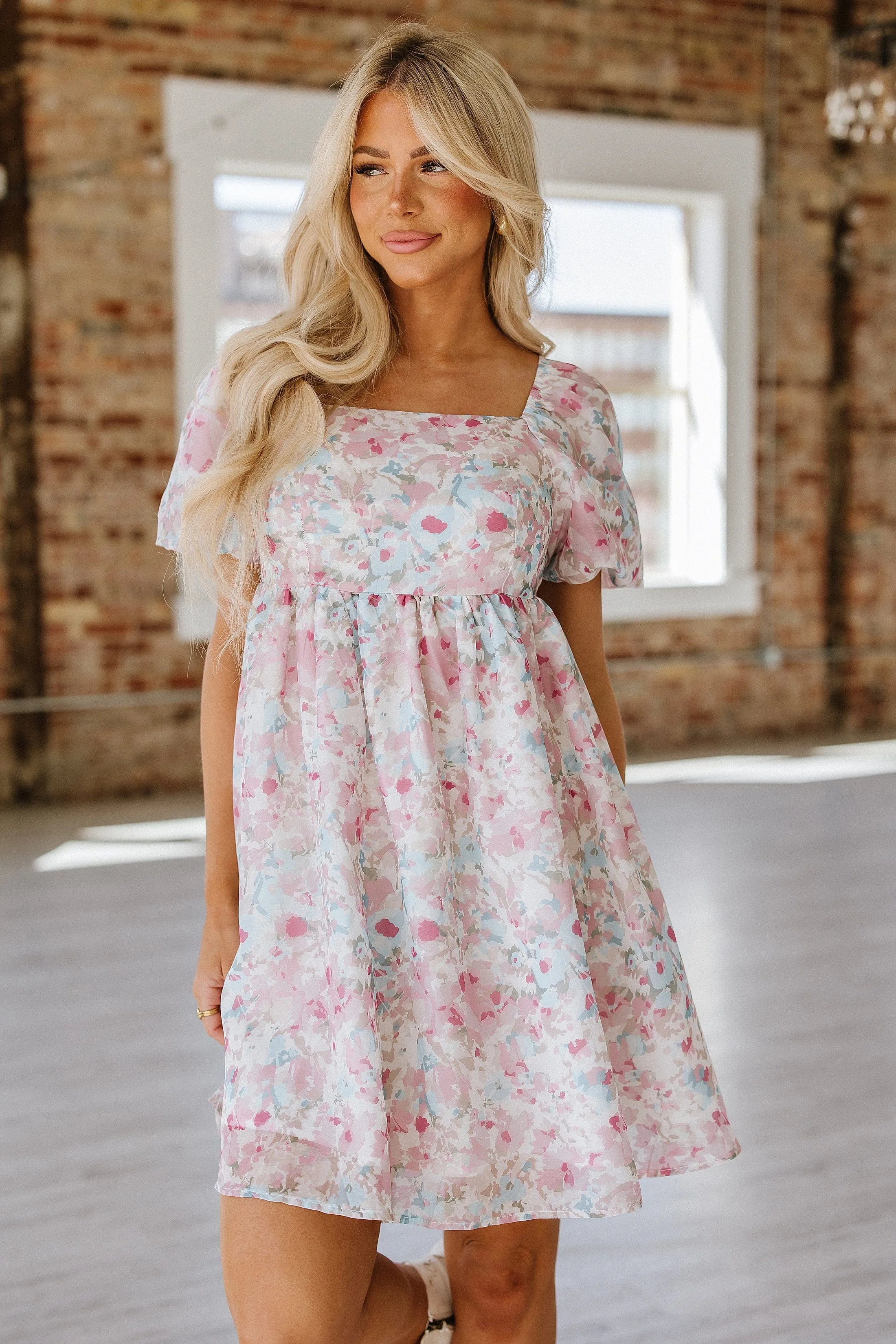 SALE - Ajay Floral Square Neck Mini Dress | Size 2XL