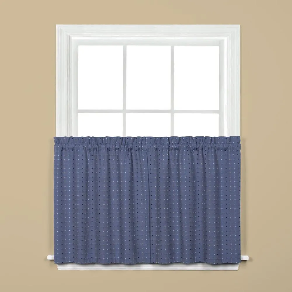 Saturday Knight Ltd Hopscotch Collection High Quality Stylish Versatile And Modern Window Tiers - 2 Piece - Denim Blue