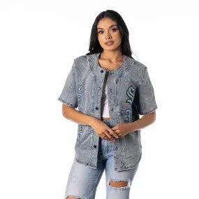 Seattle Kraken Denim Button Up Shirt - Denim