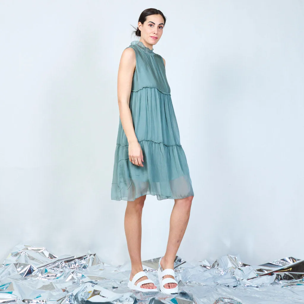 Silk chiffon layered dress wholesale