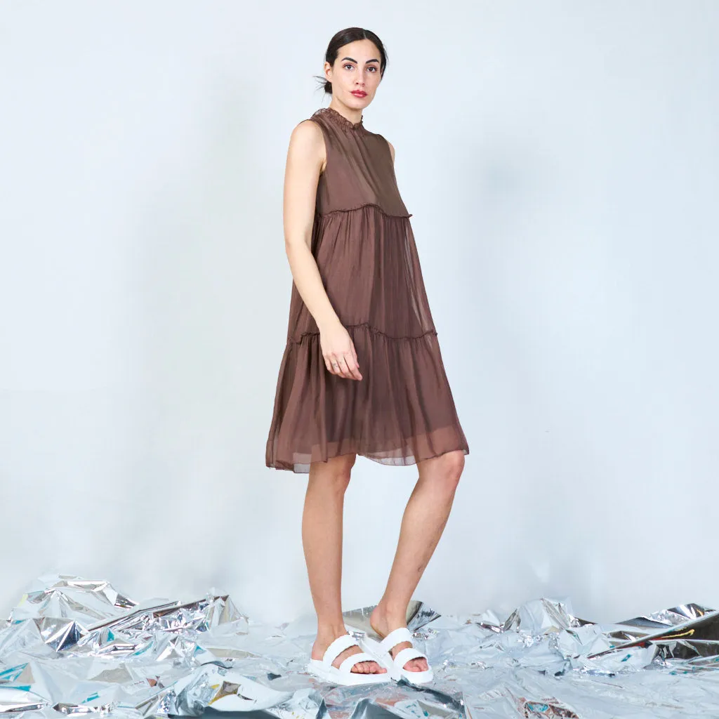 Silk chiffon layered dress wholesale