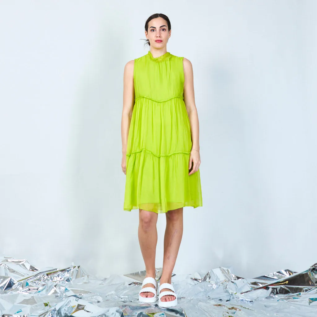 Silk chiffon layered dress wholesale