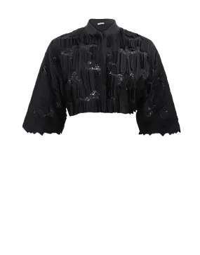 Silk Cropped Bomber Jacket