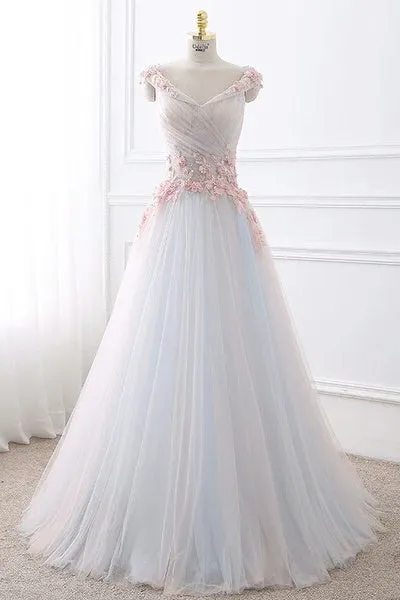 Simple Flowy A-line Off The Shoulder Lace Up Long Prom Dress