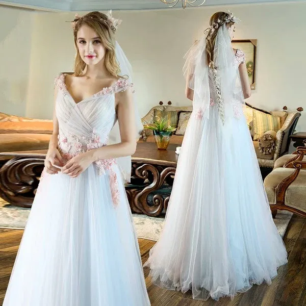 Simple Flowy A-line Off The Shoulder Lace Up Long Prom Dress