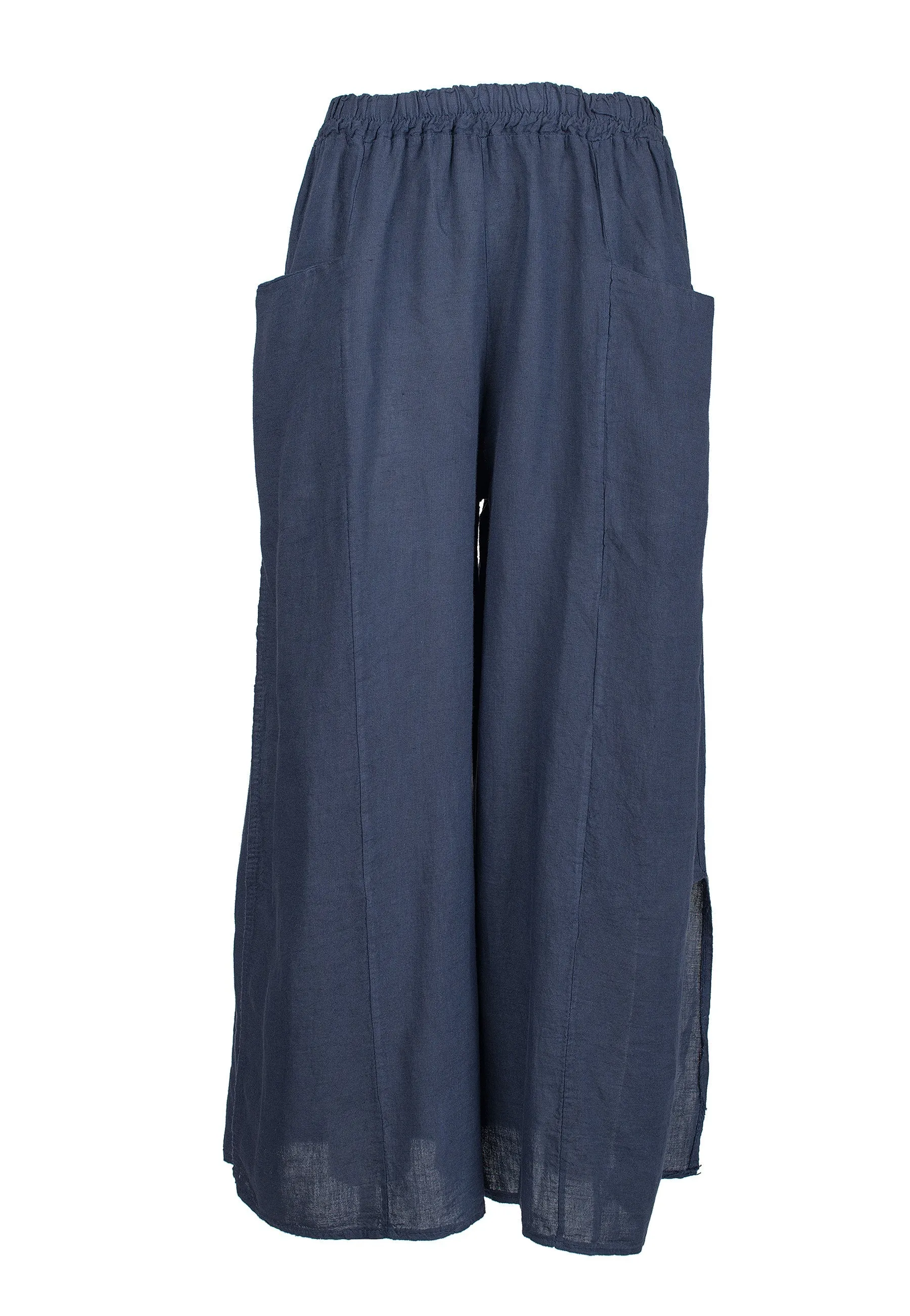 Slit trousers in 100% linen