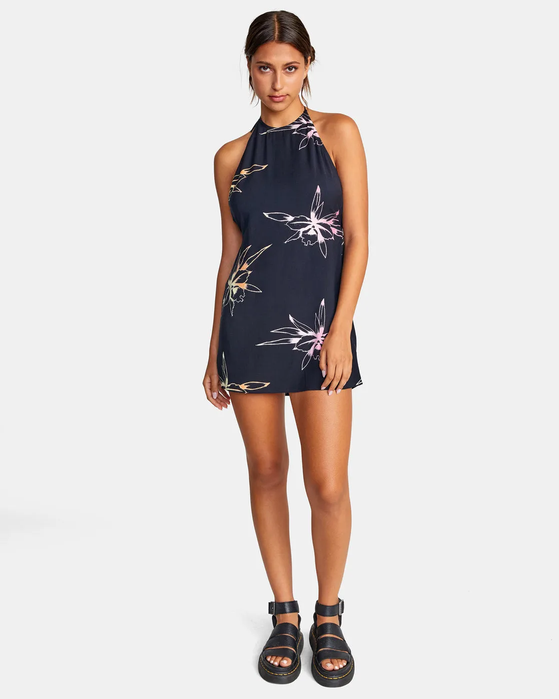 Straight On Halter Dress - Black