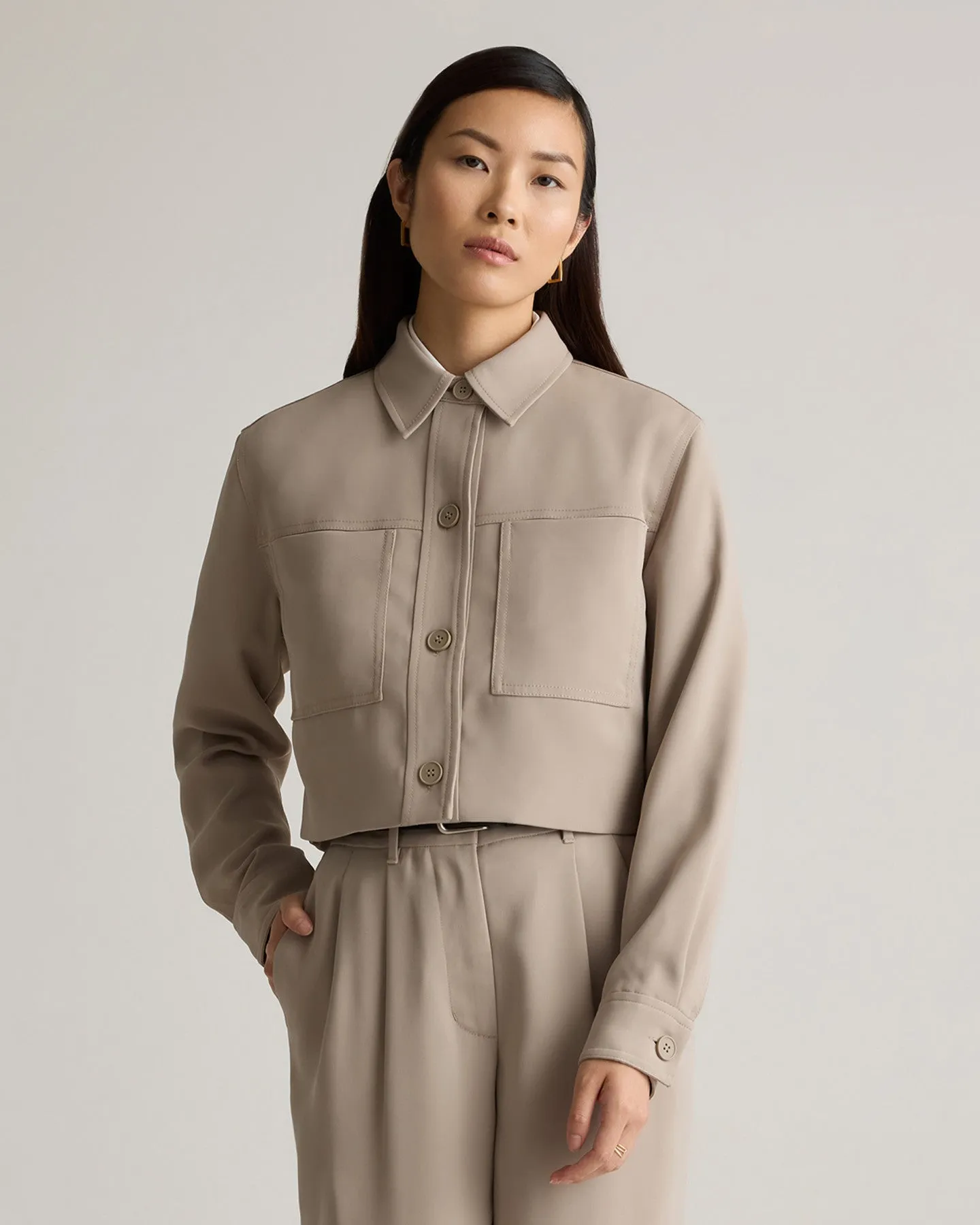 Stretch Crepe Cropped Jacket