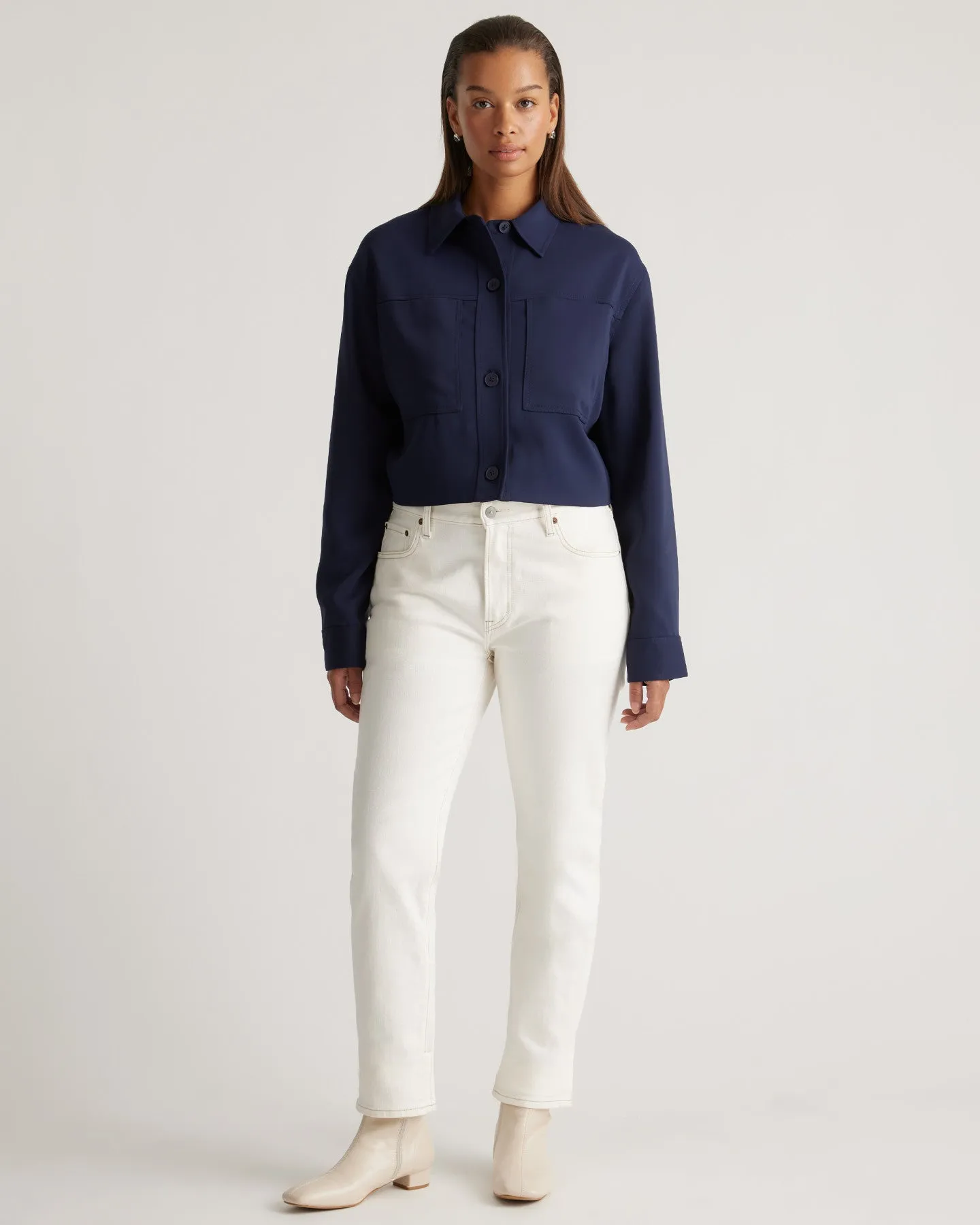 Stretch Crepe Cropped Jacket