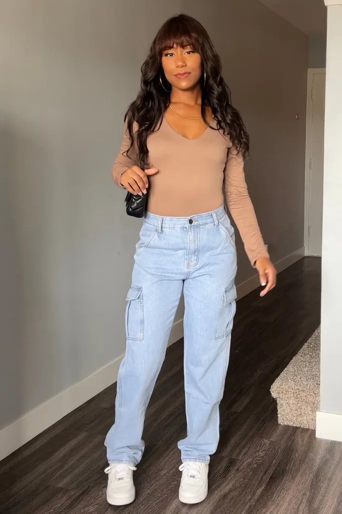Tan Long Sleeve Bodysuit